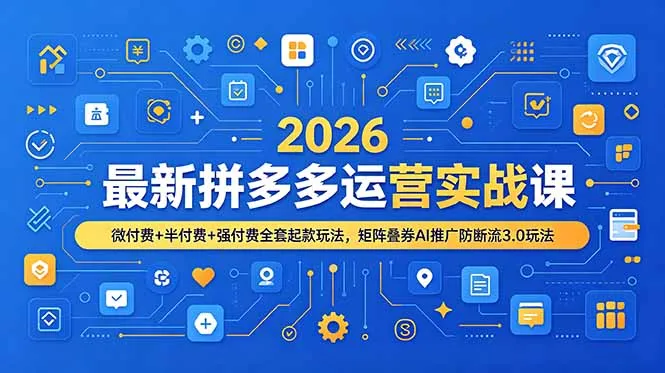 2026最新拼多多运营实战课，微付费+半付费+强付费全套起款玩法，矩阵叠券AI推广防断流3.0玩法-资源分享