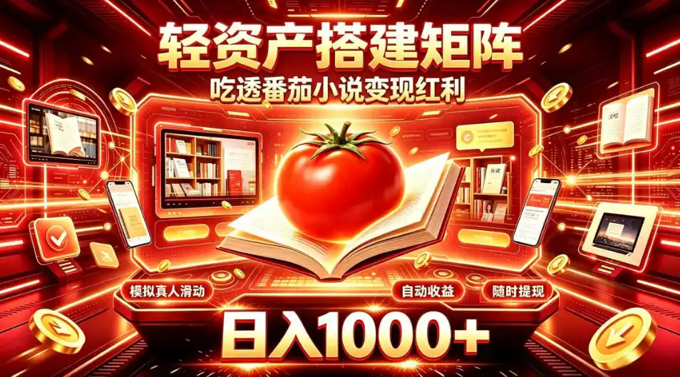 轻资产搭建矩阵，吃透番茄小说变现红利，日入1000+，支持无限矩阵放大【揭秘】-资源分享