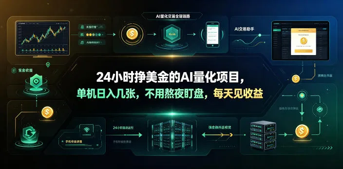 24小时挣美金的AI量化项目，单机日入几十美刀，不用熬夜盯盘，每天见收益【揭秘】-资源分享