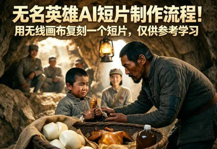 无名英雄AI短片制作流程！用无线画布复刻一个短片，仅供参考学习-资源分享