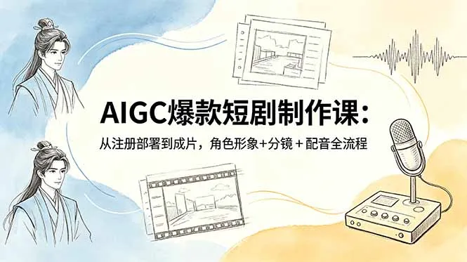 AIGC爆款短剧制作课：从注册部署到成片，角色形象+分镜+配音全流程-资源分享