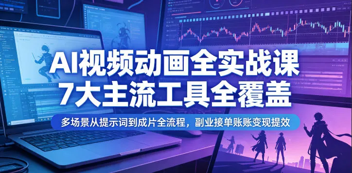 AI视频动画全实战课，7大主流工具全覆盖，多场景从提示词到成片全流程，副业接单账号变现提效-资源分享