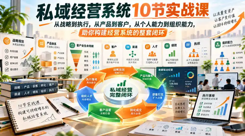 私域经营系统10节实战课，从战略到执行，从产品到客户，从个人能力到组织能力，助你构建经营系统的整套闭环-资源分享