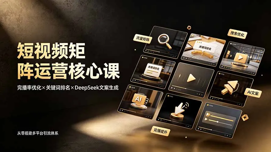 短视频矩阵运营核心课：完播率优化×关键词排名×DeepSeek文案生成，从零搭建多平台引流体系-资源分享