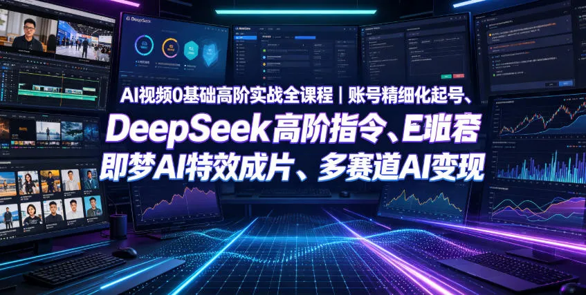 AI视频0基础高阶实战全课程｜账号精细化起号、DeepSeek高阶指令、即梦AI特效成片、多赛道AI短视频量产变现-资源分享
