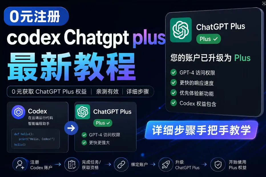 0元全自动注册codex gpt plus最新教程，0元获取GPT Plus权益，手把手详细教学-资源分享