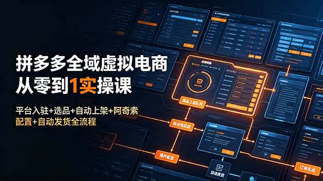 拼多多全域虚拟电商从零到1实操课：平台入驻+选品+自动上架+阿奇索配置+自动发货全流程-资源分享