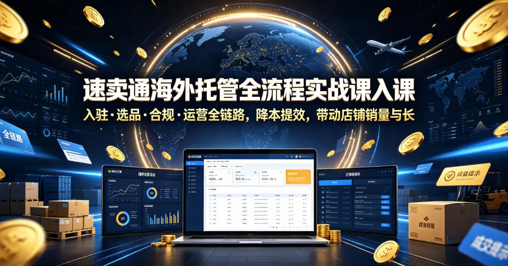 速卖通海外托管全流程实战课入驻・选品・合规・运营全链路，降本提效，带动店铺销量与收益增长-资源分享