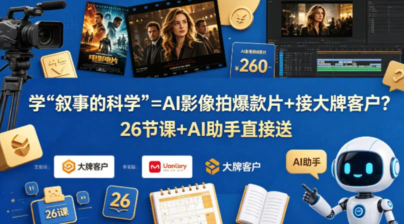 学《叙事的科学》=AI影像拍爆款片+接大牌客户？26节课+AI助手直接送【原创双语字幕】-资源分享