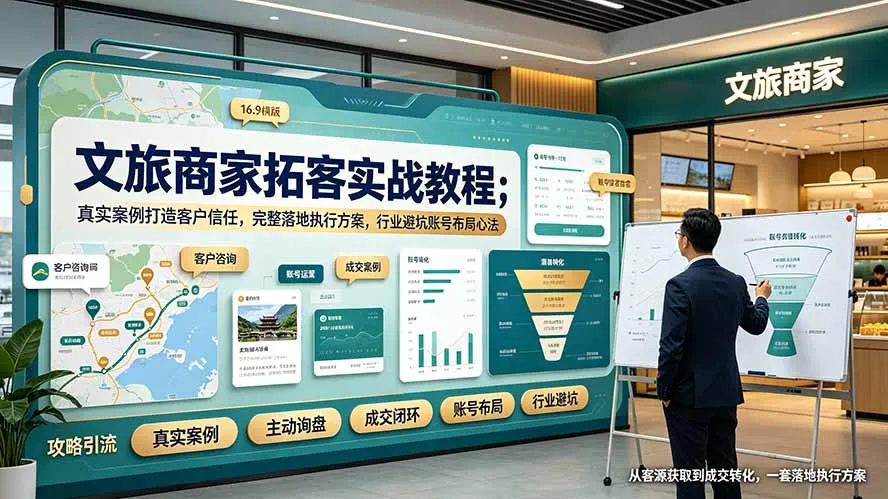 文旅商家拓客实战教程；真实案例打造客户信任，完整落地执行方案，行业避坑账号布局心法-资源分享