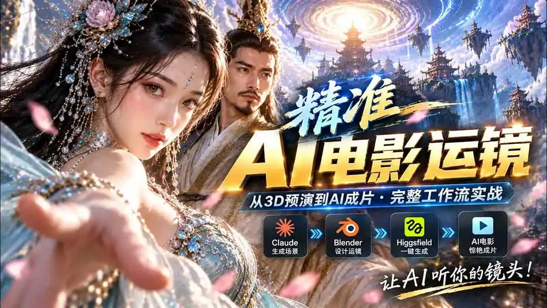 AI视频终于能精准运镜了！Claude + Blender + Higgsfield 免费插件实测-资源分享