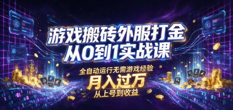 游戏搬砖外服打金从0到1实战课，从上号到收益，全自动运行无需游戏经验，月入过1W【揭秘】-资源分享