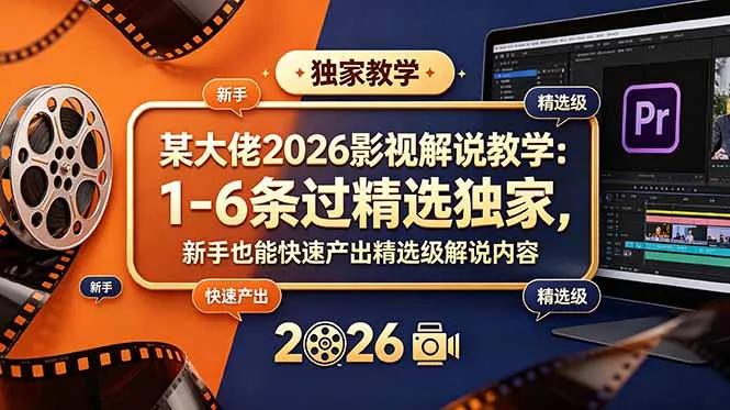 某大佬2026影视解说教学：1-6条过精选独家，新手也能快速产出精选级解说内容-资源分享