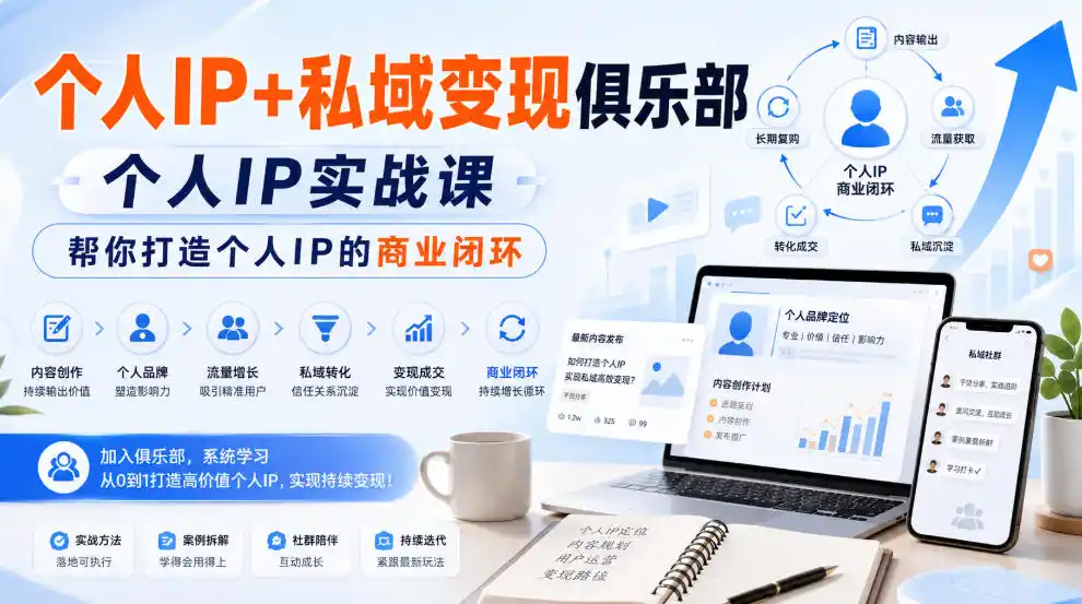 个人IP+私域变现俱乐部，个人IP实战课，帮你打造个人IP的商业闭环-资源分享