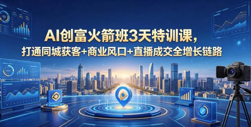 AI创富火箭班3天特训课，打通同城获客+商业风口+直播成交全增长链路，2026年4月新课-资源分享