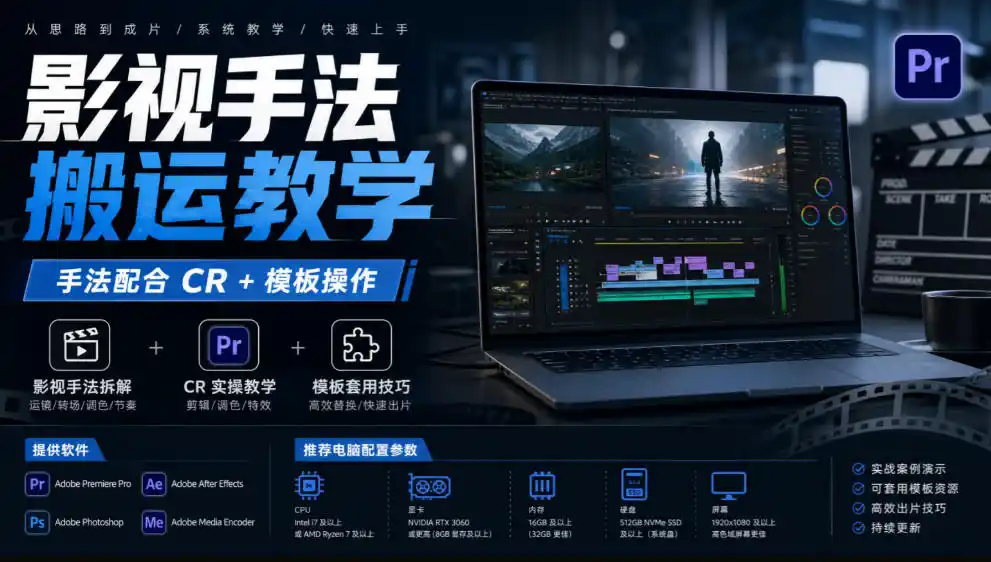 影视手法搬运教学，手法配合CR+模板操作，需要电脑，提供软件+配置参数-资源分享