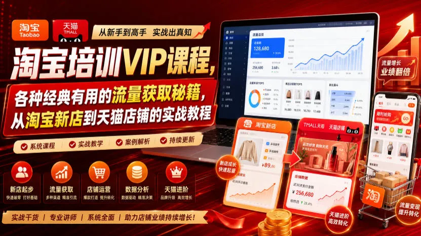 淘宝培训VIP课程，各种经典有用的流量获取秘籍，从淘宝新店到天猫店铺的实战教程(更新7月)-资源分享