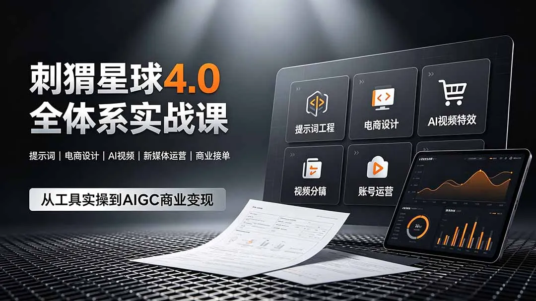 刺猬星球4.0全体系实战课，覆盖提示词工程、电商设计、AI视频特效与新媒体运营，一站式掌握AIGC商业核心技能-资源分享