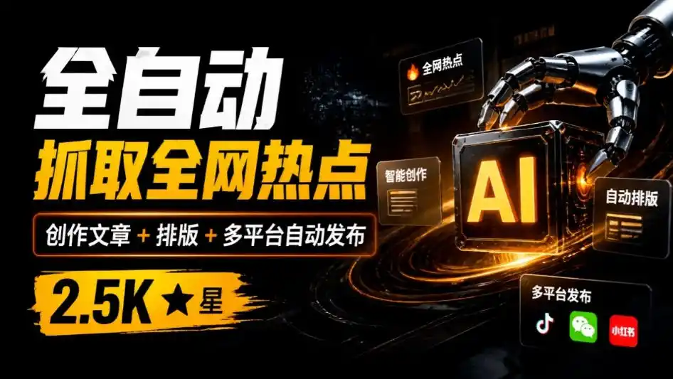 全自动抓取全网热点，创作文章并排版，并多平台自动发布！2.5k stars热点写作工具万稿汇AIMedia-资源分享