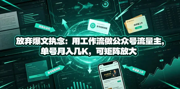 公众号流量主工作流：单号月入几K，矩阵放大收益 - 轻创方舟-资源分享