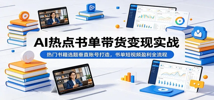 AI书单带货实战：短视频账号打造与盈利全流程 - 轻创方舟-资源分享