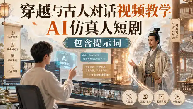 穿越与古人对话视频教学，AI仿真人短剧，包含提示词-资源分享