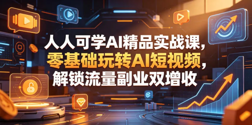 人人可学AI精品实战课，零基础玩转AI短视频，解锁流量副业双增收-资源分享