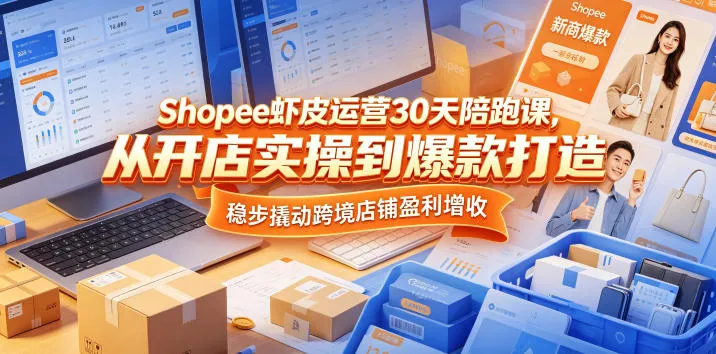 Shopee虾皮运营30天陪跑课，从开店实操到爆款打造，稳步撬动跨境店铺盈利增收-资源分享