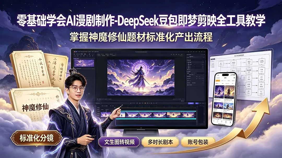 零基础学会AI漫剧制作-DeepSeek豆包即梦剪映全工具教学，掌握神魔修仙题材标准化产出流程-资源分享