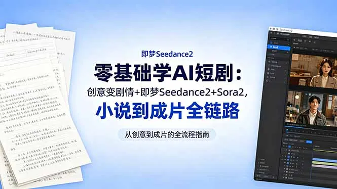 零基础学AI短剧：创意变剧情+即梦Seedance2+Sora2，小说到成片全链路-资源分享