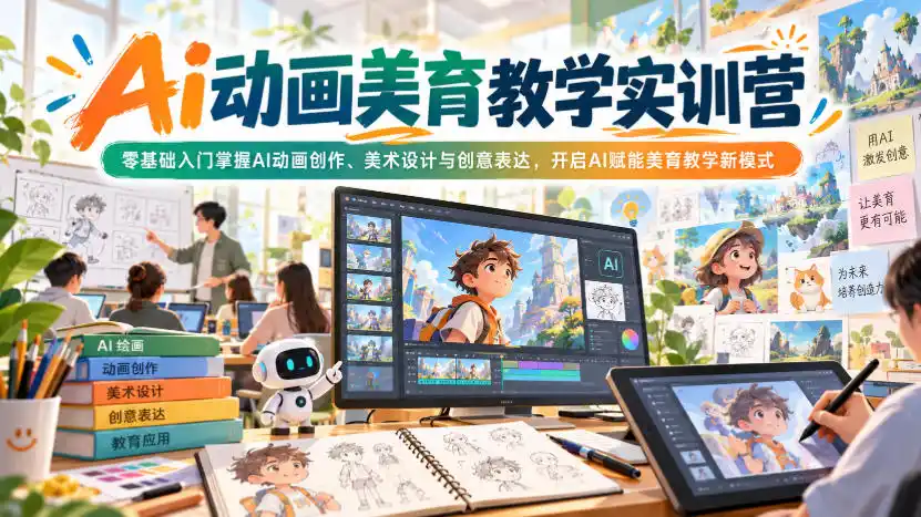 Ai动画美育教学实训营，零基础入门掌握AI动画创作、美术设计与创意表达，开启AI赋能美育教学新模式-资源分享
