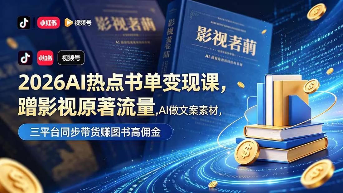 AI热点书单变现课：影视原著带货赚高佣金 - 轻创方舟-资源分享