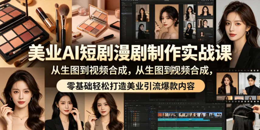 美业AI短剧漫剧制作实战课，从生图到视频合成，零基础轻松打造美业引流爆款内容-资源分享