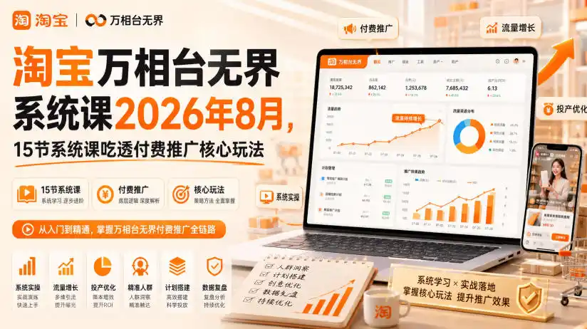 淘宝万相台无界系统课2026年8月，15节系统课吃透付费推广核心玩法-资源分享