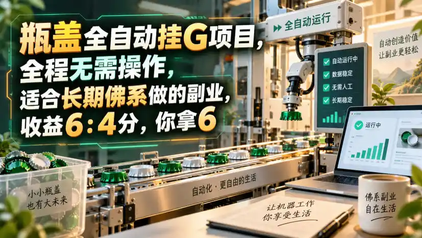 瓶盖全自动挂G项目，全程无需操作，适合长期佛系做的副业，收益6：4分，你拿6【揭秘】-资源分享