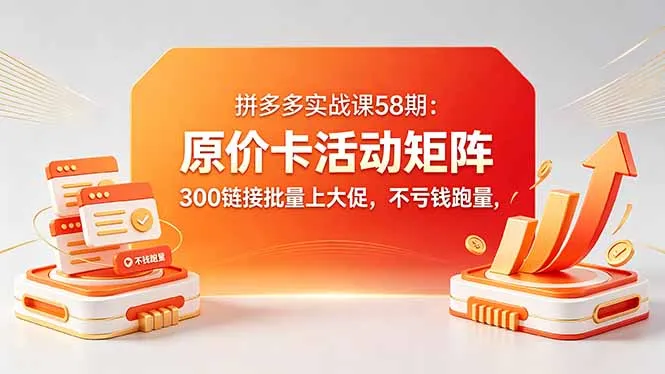 拼多多实战课58期：原价卡活动矩阵，300链接批量上大促，不亏钱跑量-资源分享