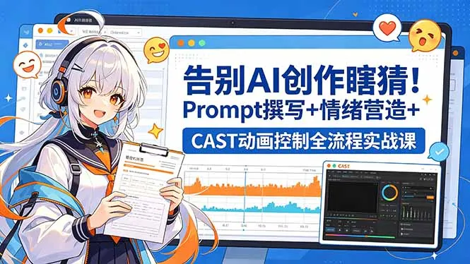 告别AI创作瞎猜！Prompt撰写+情绪营造+CAST动画控制全流程实战课-资源分享