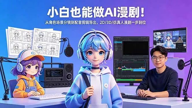 小白也能做AI漫剧！从角色场景分镜到配音剪辑导出，2D/3D/仿真人漫剧一步到位-资源分享