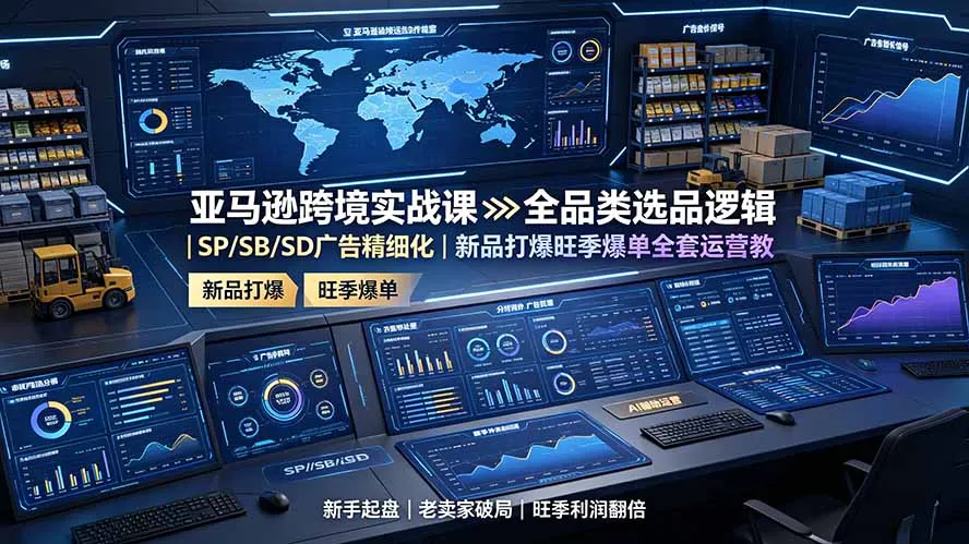 亚马逊跨境实战课：全品类选品逻辑｜SP/SB/SD广告精细化｜新品打爆旺季爆单全套运营教程-资源分享
