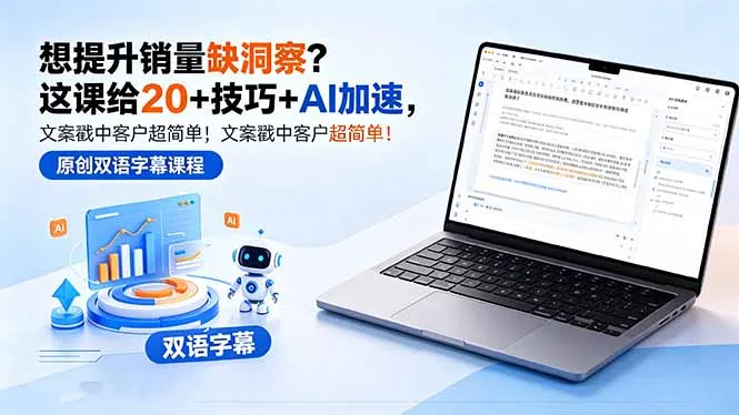 想提升销量缺洞察？这课给 20 + 技巧 + AI 加速，文案戳中客户超简单！【原创双语字幕】-资源分享