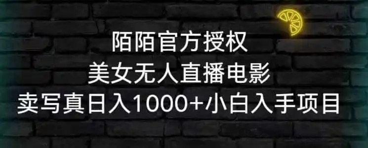 陌陌官方授权美女无人直播电影，卖写真日入1000+小白入手项目【揭秘】-资源分享