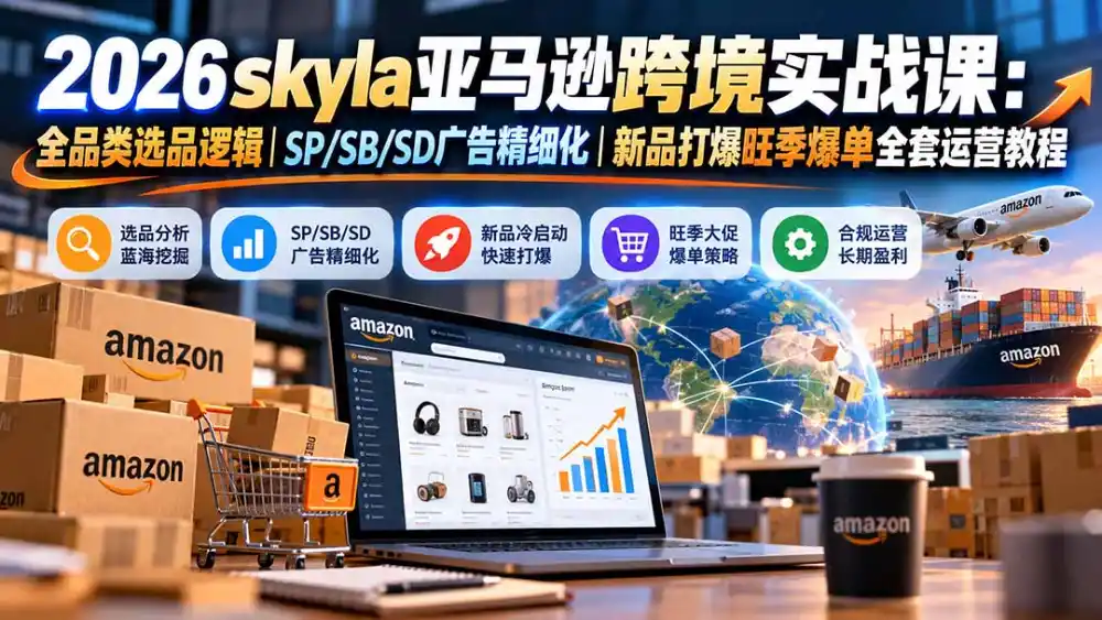 skyla亚马逊跨境实战课-更新1019：全品类选品逻辑｜SP/SB/SD广告精细化｜新品打爆旺季爆单全套运营教程-资源分享