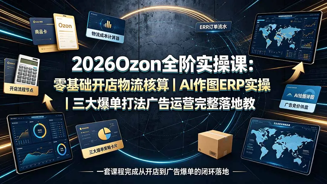 2026 Ozon全阶实操课：零开店物流核算｜AI作图ERP｜三大爆单打法 - 轻创方舟-资源分享