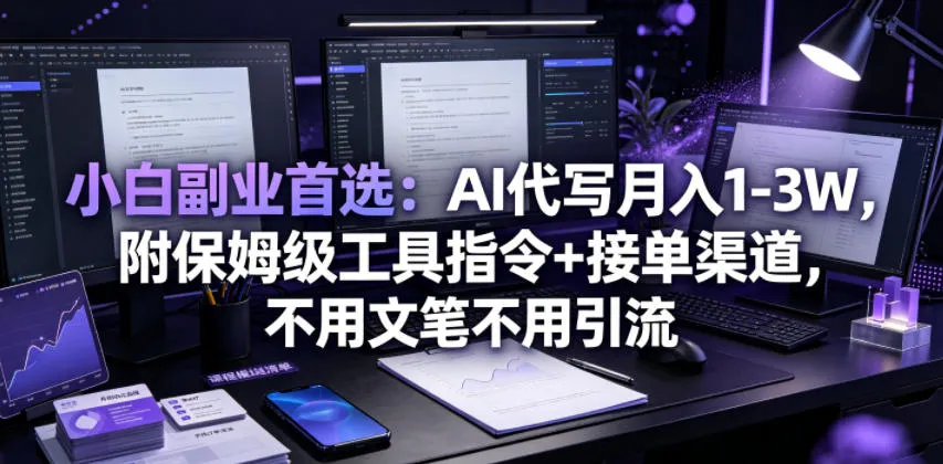 小白副业首选：AI代写月入1-3W，附保姆级工具指令+接单渠道，不用文笔不用引流【揭秘】-资源分享