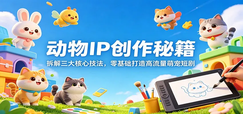 动物IP创作秘籍：拆解三大核心技法，零基础打造高流量萌宠短剧-资源分享