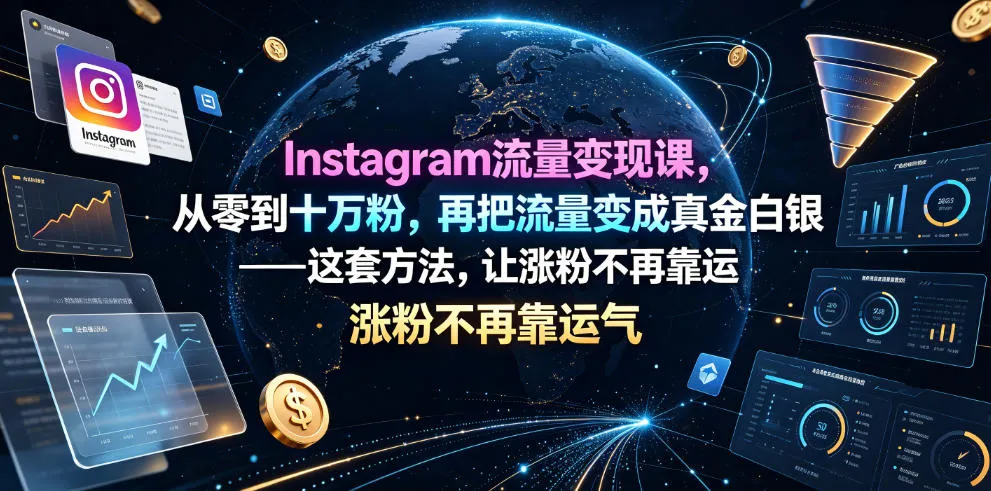 Instagram流量变现课，从零到十万粉，再把流量变成真金白银——这套方法，让涨粉不再靠运气【原创双语字幕】-资源分享