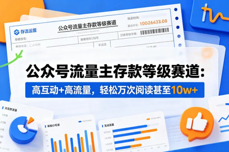 公众号流量主之存款等级赛道，高互动+高流量，轻松达到万次阅读，甚至10w+-资源分享