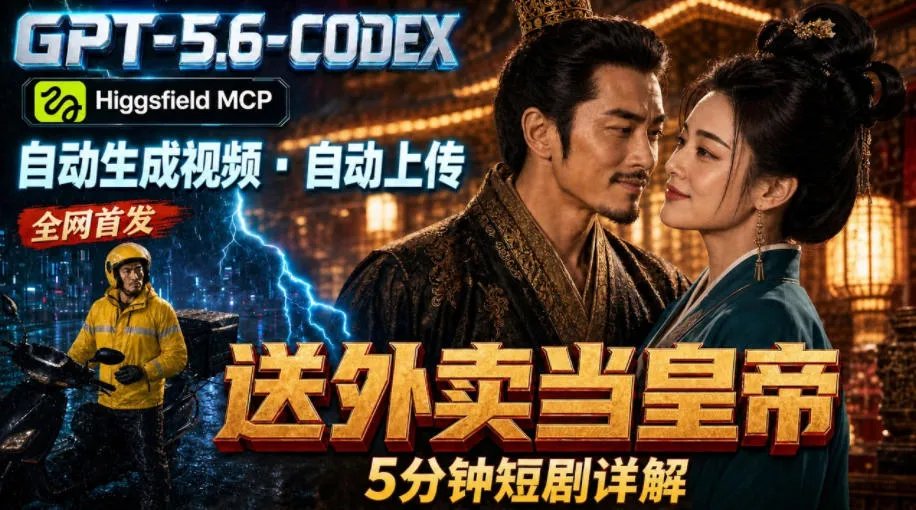 GPT-5.6 Codex+Higgsfield MCP：一条指令生成5分钟短剧并自动上传YouTube(油管)-资源分享