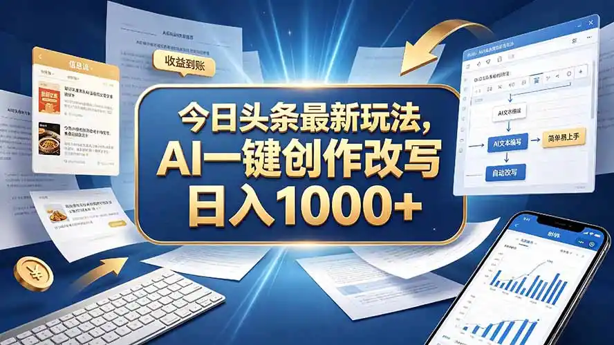 今日头条最新玩法，AI 一键创作改写，简单易上手，轻松日入 1000 +-资源分享