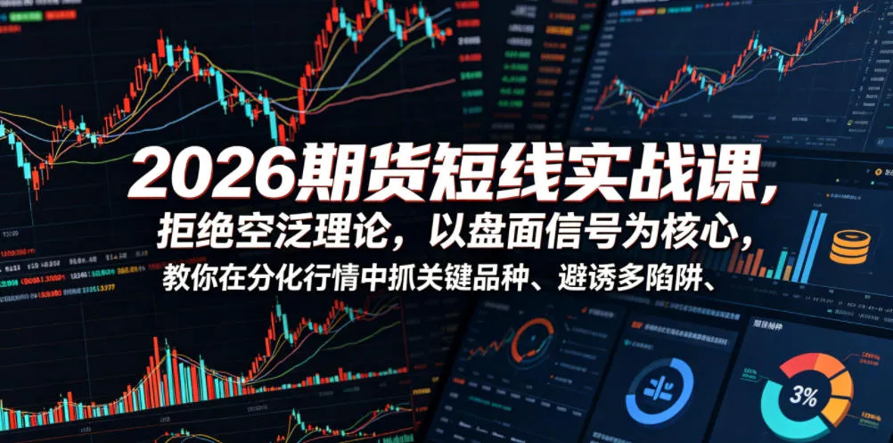 2026期货短线实战课，拒绝空泛理论，以盘面信号为核心，教你在分化行情中抓关键品种、避诱多陷阱-资源分享
